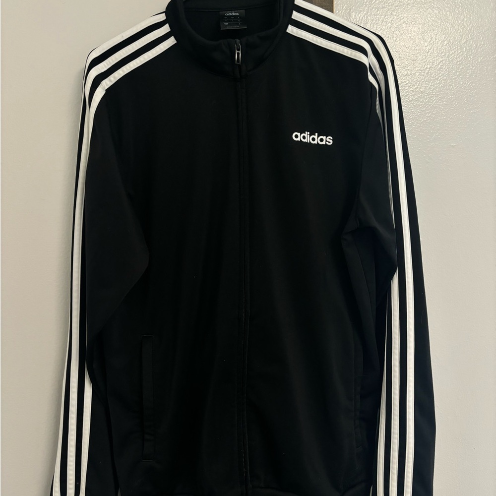 Adidas Men's Black jacket with White Stripes